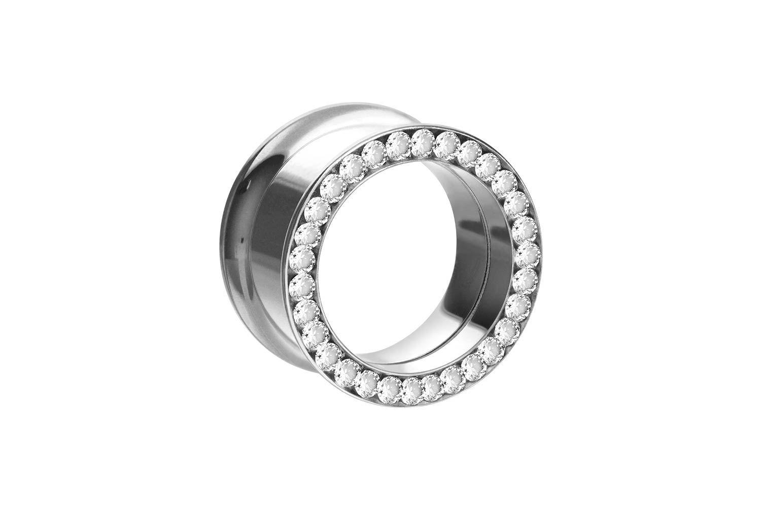 Chirurgenstahl Double Flared Tunnel KRISTALLRAND ++SALE++ von Piercingline